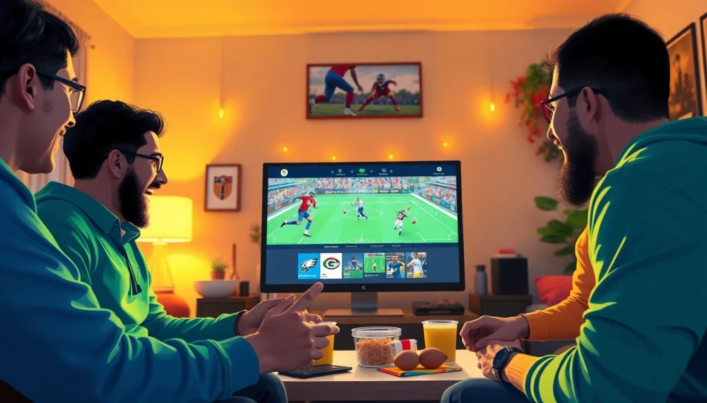 Vibrant sports streaming interface reflecting joemadfan.com excitement in a cozy living room.