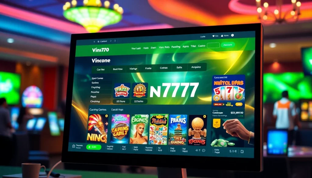 Online gambling interface at vin777.gb.net showcasing diverse casino games and sports betting.