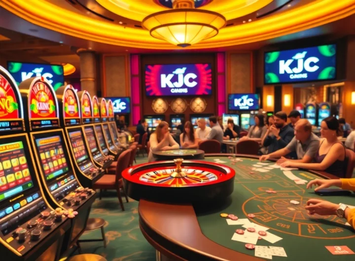 Experience thrilling gambling at KJC with slot machines and poker tables in action.