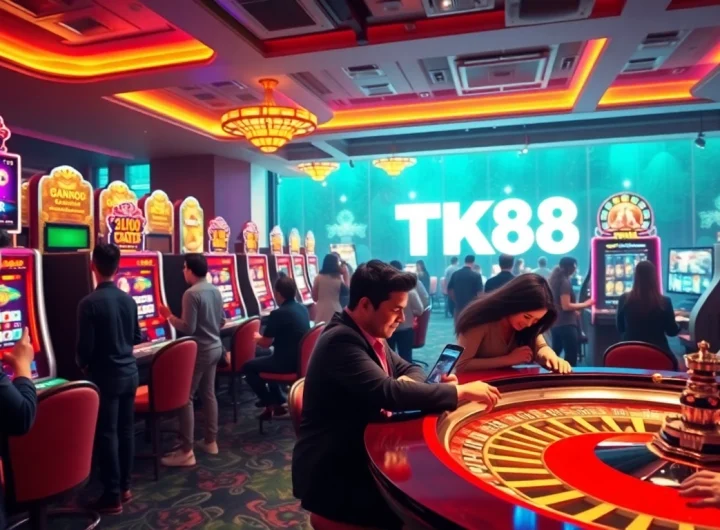 Exciting online casino experience at tk88win.live with diverse players and vibrant slot machines.