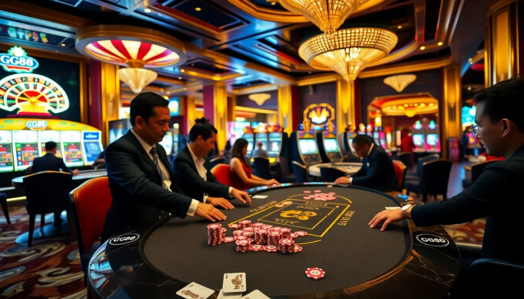 Experience the luxury of GG88 casino with vibrant gaming tables and energetic players.
