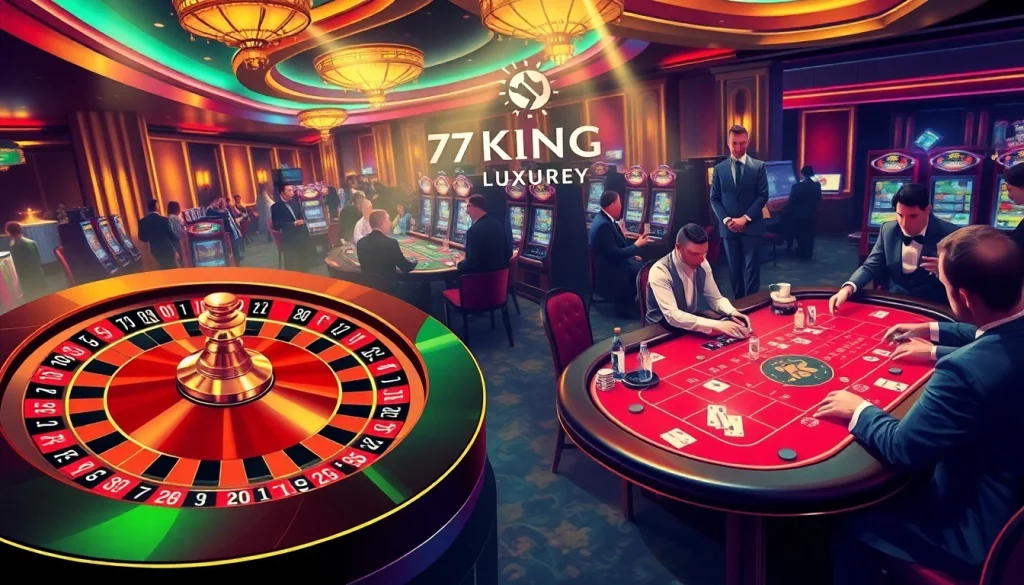 Experience the thrill of gambling at 79KING with a vibrant casino scene, featuring roulette and poker.