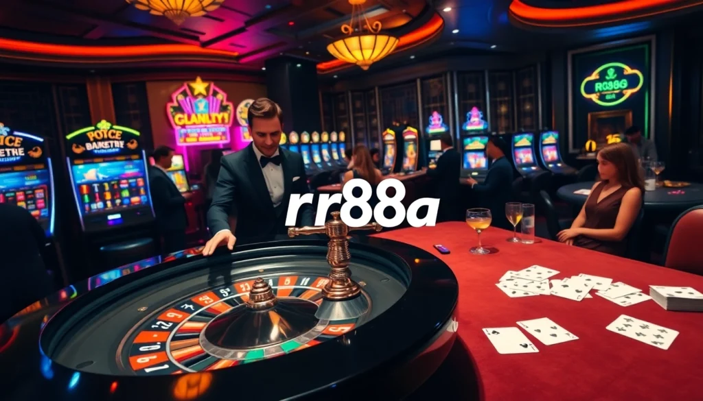 Engaged players enjoying high-stakes gaming at https://rr88a.us.com/ with roulette and cards.