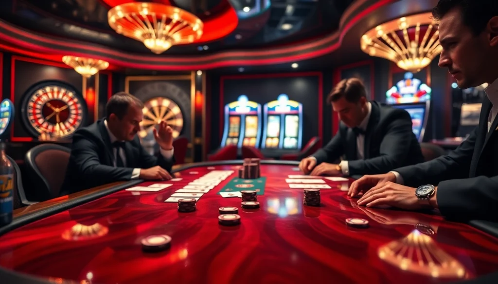 Engaging casino scene showcasing poker gameplay at MAN CLUB, with vibrant colors and luxurious atmosphere.