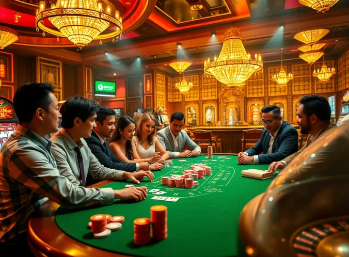Join the excitement at FLY88.DEAL with players enjoying high-stakes poker in a luxurious casino atmosphere.