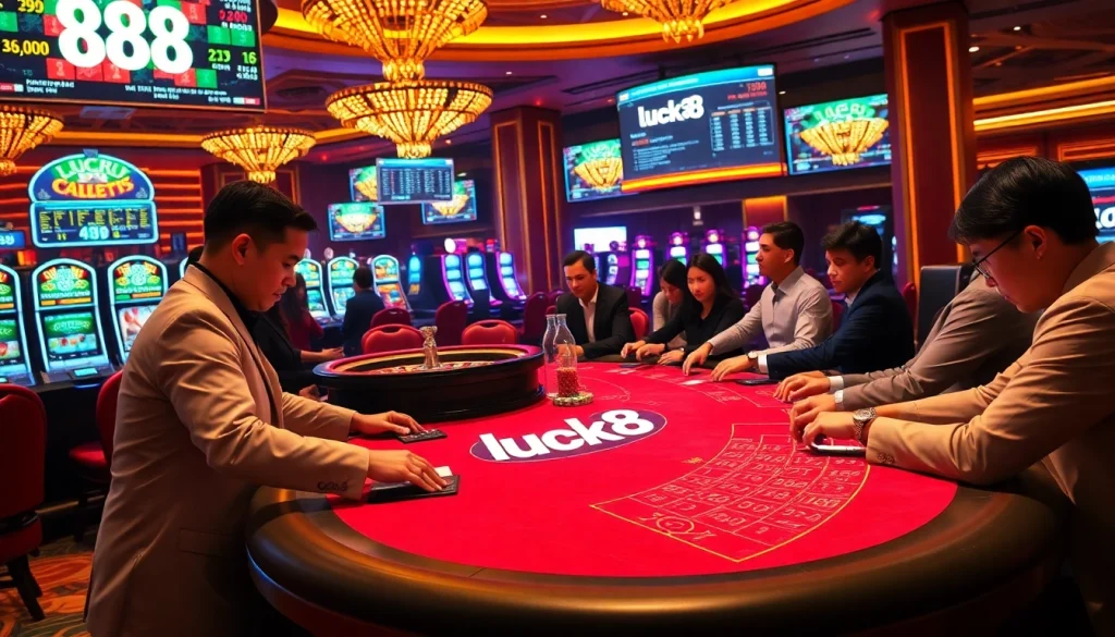 Experience thrilling gameplay at Luck8 casino with exciting poker action and vibrant roulette wheels.