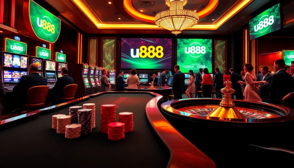Experience thrilling casino gaming at u888 with vibrant slot machines and poker tables.