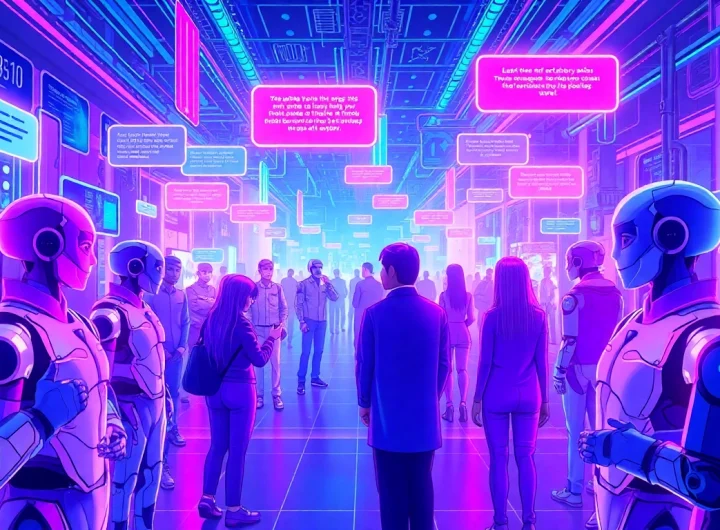 Interactive scene of free NSFW AI chatbots in a vibrant digital landscape.