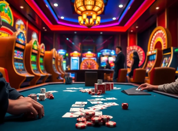 Explore RIKVIP with gambling tables and exciting gameplay dynamics in a luxurious casino atmosphere.