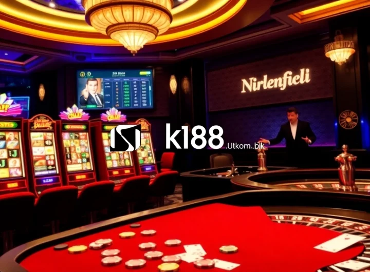 Engaging players at https://nk88uk.com/ with luxurious slot machines and vibrant casino atmosphere.