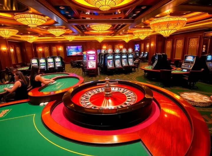 Exciting casino scene showcasing games at https://go88vn.id/ with roulette, poker, and vibrant players.