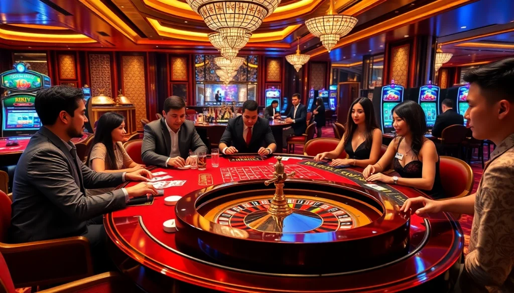 Gambling excitement at a RIKVIP table with players engaged in lively games.