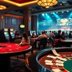 Excitement of tỷ lệ bóng đá đêm nay at a vibrant casino with poker chips and roulette wheels.