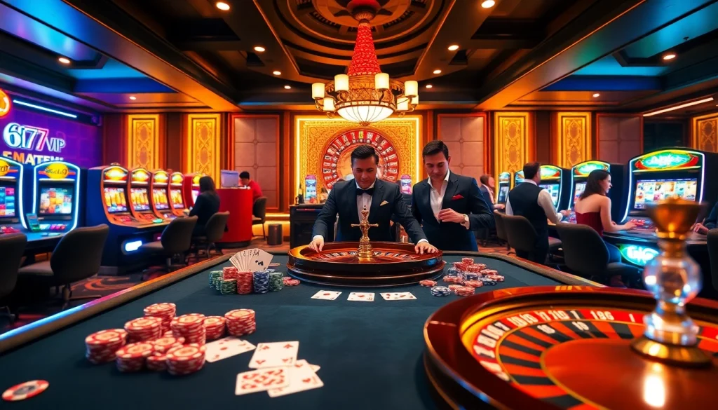 Experience exclusive gaming action with 6L777 VIP at a luxurious casino setting.