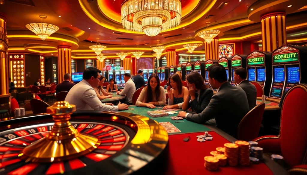 Experience high-stakes gambling at the S8 casino with vibrant roulette wheels and poker chips.