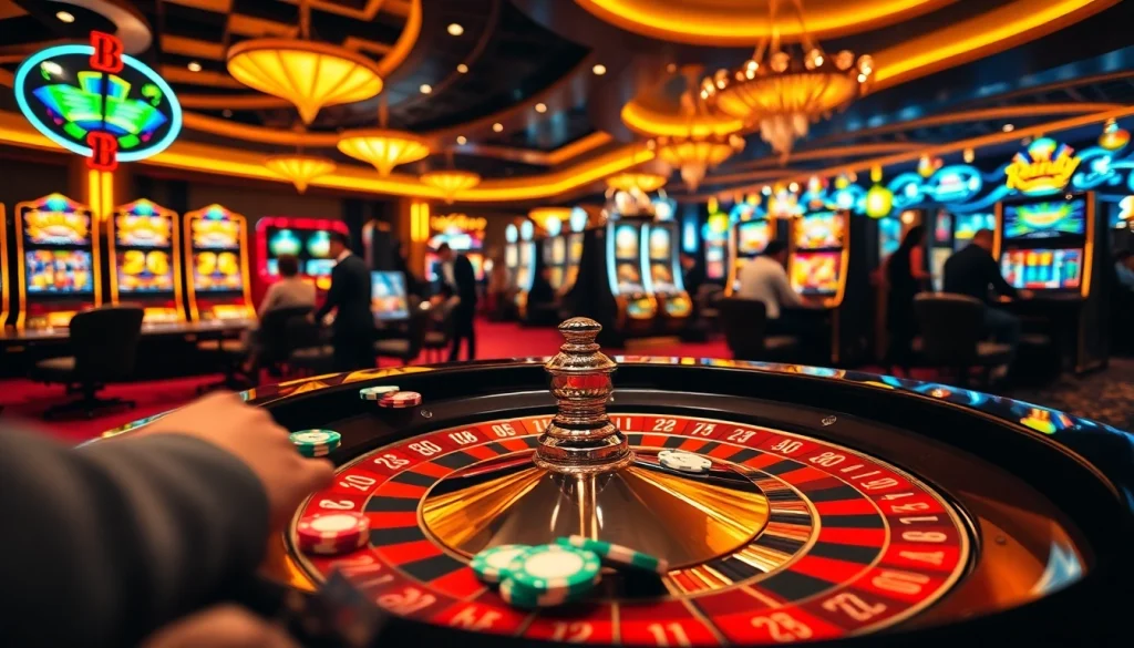 Experience high-stakes excitement with ww88 at a vibrant casino table filled with cards and chips.