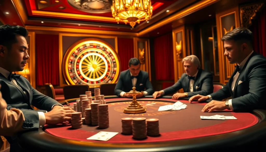 Experience high-stakes gaming excitement at the luxurious casino interior https://bl555.design/ featuring poker night.