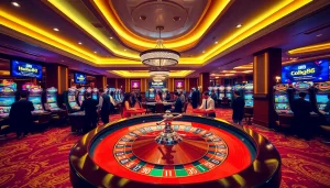Experience the thrill of casino gaming at hello88 with vivid roulette tables and excited players.