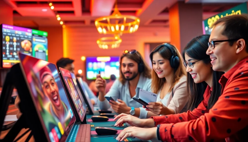 Engaging online gambling experience at 98winwin.live with diverse players enjoying various games.