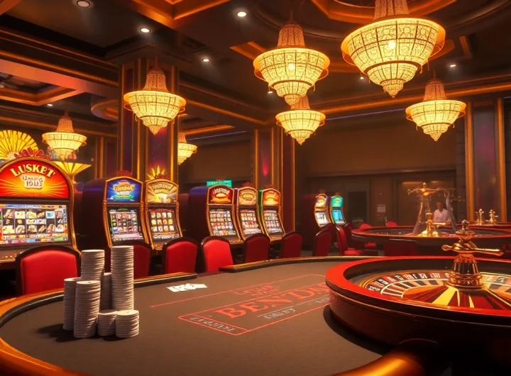 Luck8 live dealer gaming experience at a vibrant casino table, showcasing thrilling action and engaging atmosphere.