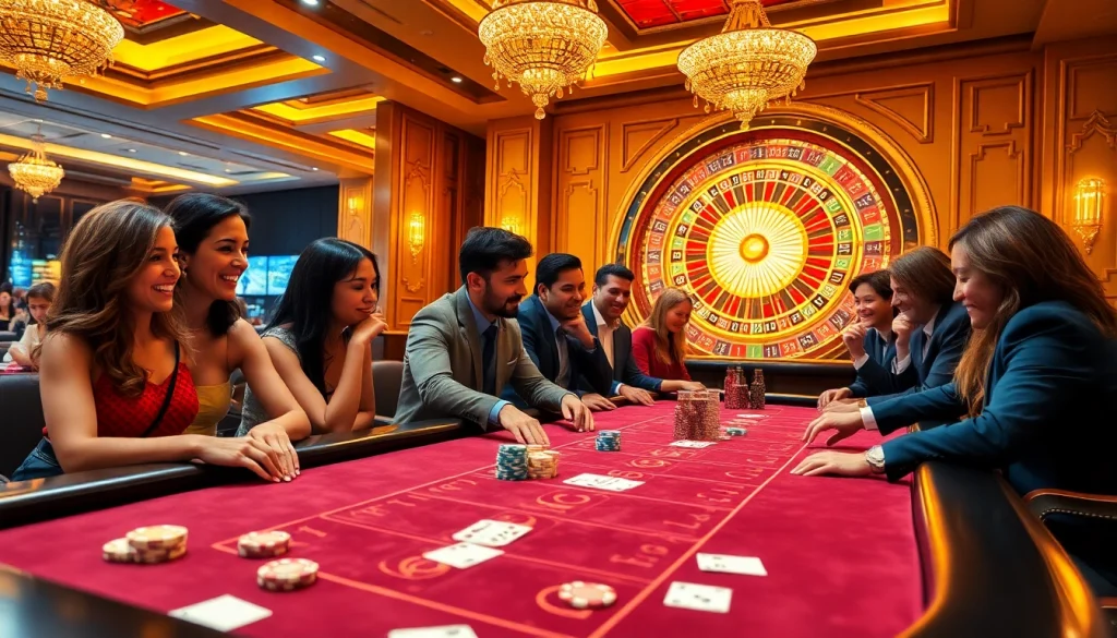 Experience the thrill of Win55 as players engage in an upscale casino atmosphere.