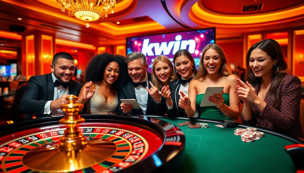Kwin casino players enjoy an exhilarating roulette game in a luxury setting
