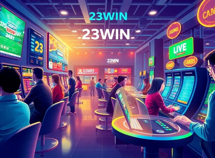 Engaging players at 23WIN's modern gaming tables, showcasing the excitement of online casino games.
