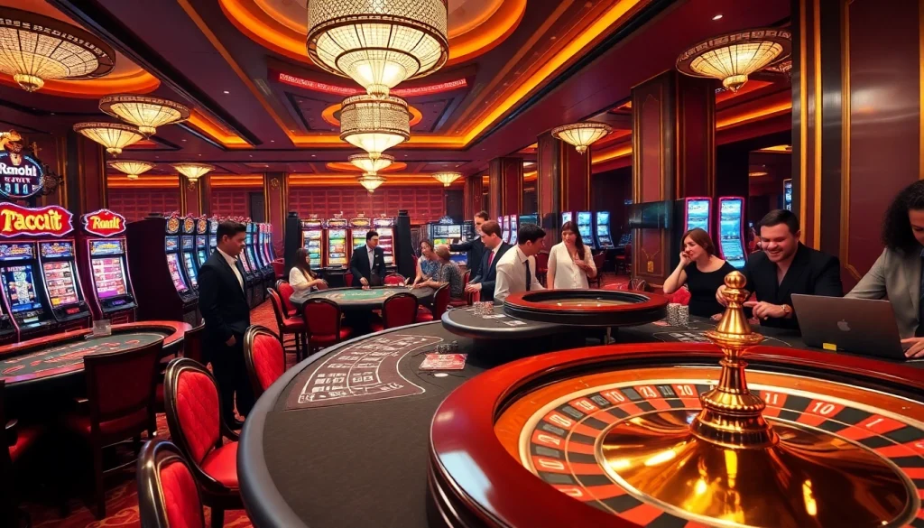 Engaging scene at https://ph33.info showcasing thrilling casino tables and vibrant slot machines.