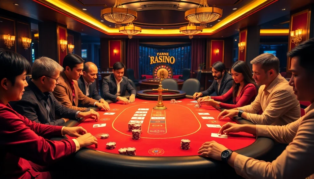 Players strategizing at a poker table illuminated by soft lighting, inviting excitement on https://5mbcr.com/.