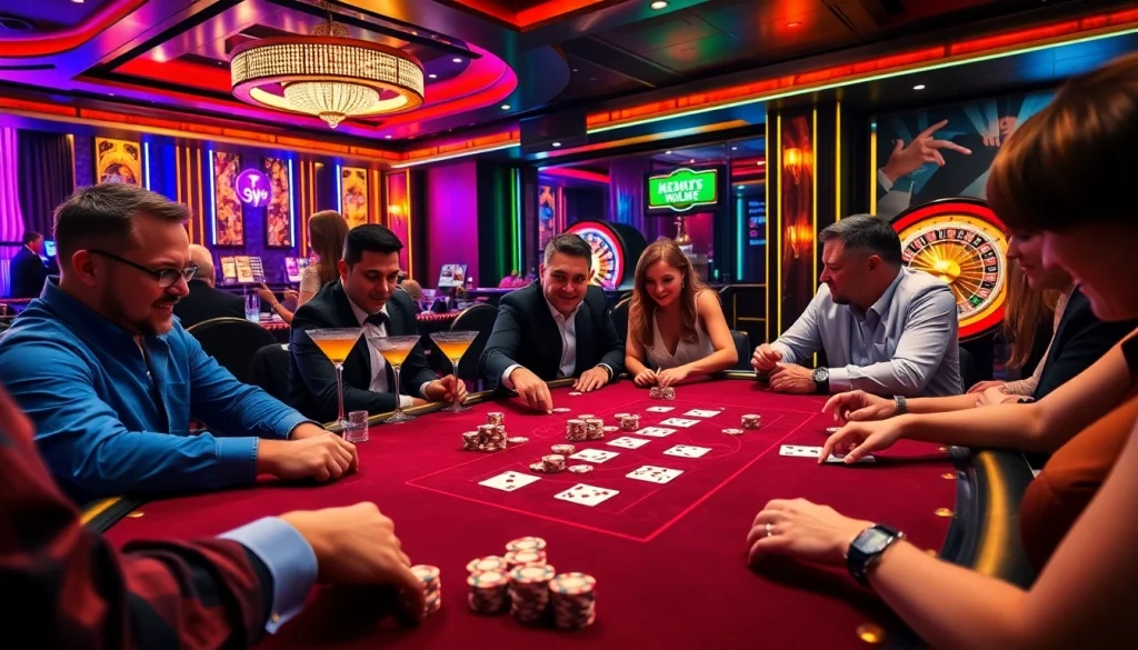 Engaging poker game capturing the thrill of gambling at https://5mbcr.com/ with vibrant colors and high stakes.