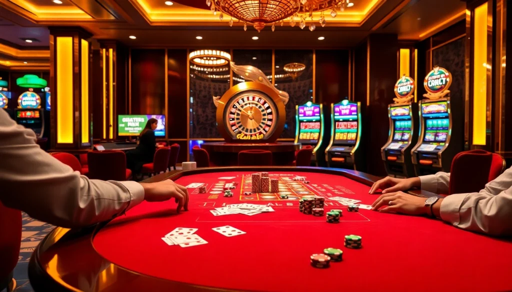 Xocdia88 players enjoying an engaging and thrilling xóc đĩa game at a vibrant casino table.