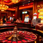 BJ88 players engage at a vibrant casino table, highlighting excitement and luxury.