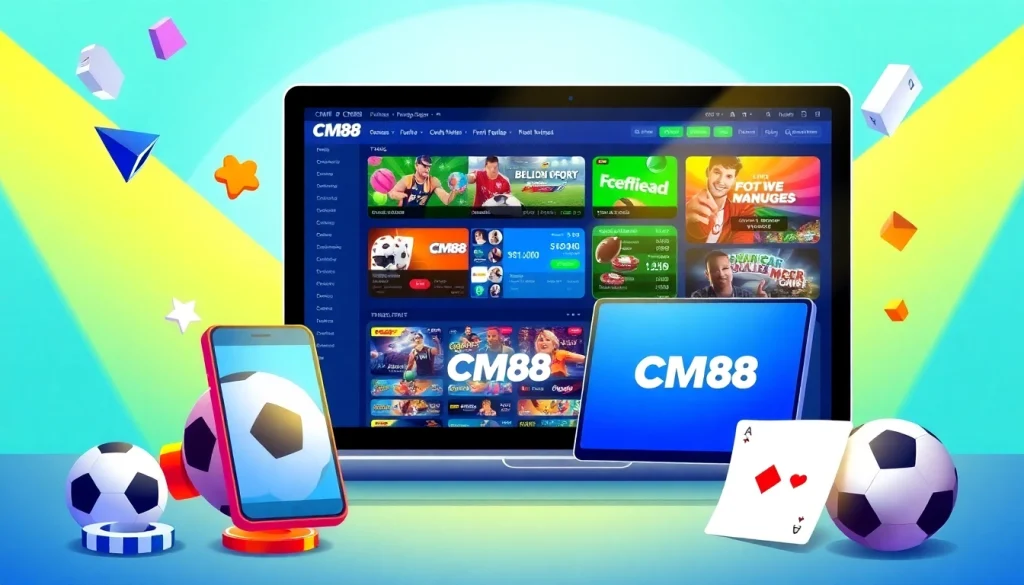 Experience the excitement of cm 88 online gambling with a vibrant platform showcasing games and betting options.