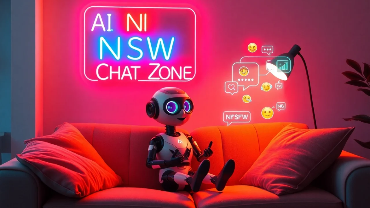 A lively interaction in an AI NSFW chat zone, showcasing a playful AI character engaged with a user.